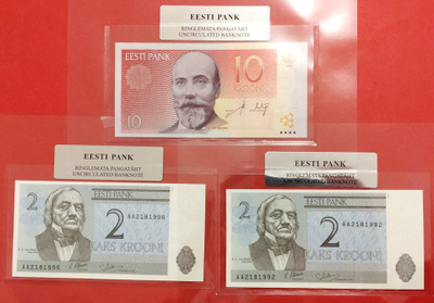 Eesti Pank Special: 2 x 2 Krooni 1992 + 10 Krooni 2006