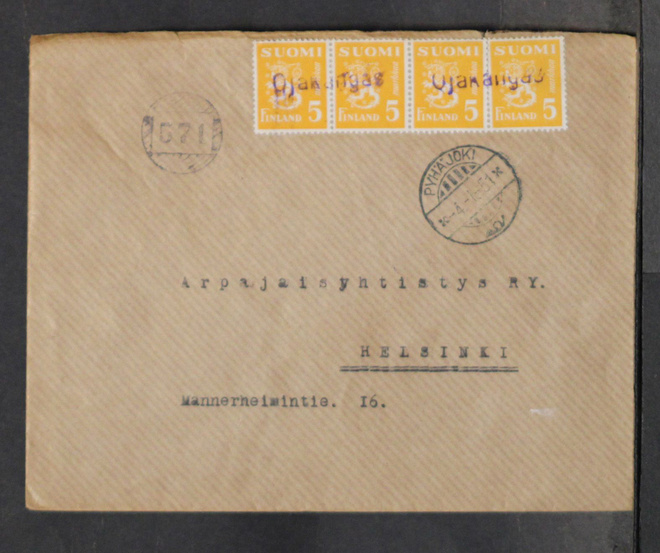 # 23028 # Numeroleima 571 + Pp Ojakangas+Pyhäjoki kirje H:ki