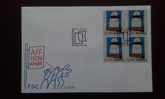 FDC Åland nelilö Eurooppa-merkki 9.5.2003 LaPe 223