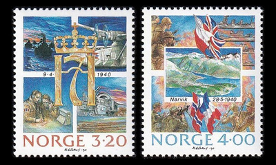 Norja 1042-3 ** Norjan valtauksesta 50v (1990)