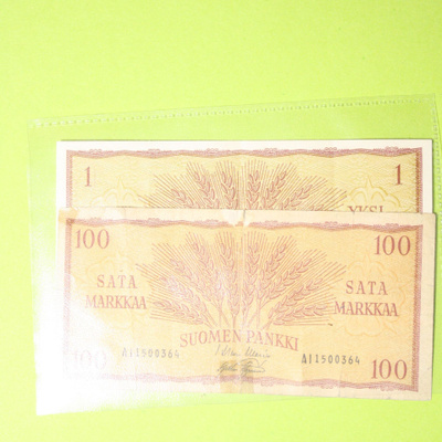 1 Markka 1963 ja 100 Markkaa 1957