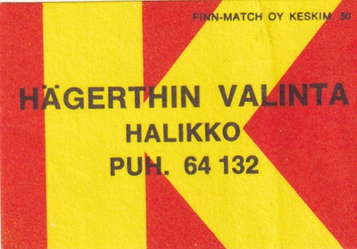 Halikko, Hägertin  Valinta   b592