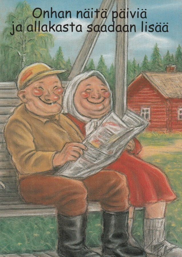 TERHO PELTONIEMI - EMÄNTÄ JA ISÄNTÄ ISTUVAT KEINUSSA - 1
