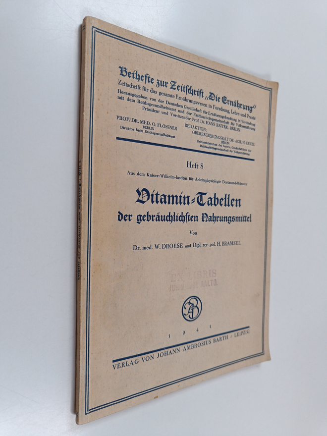 W. Droese : Vitamin-Tabellen der gebräuchlichten Nahrungs...
