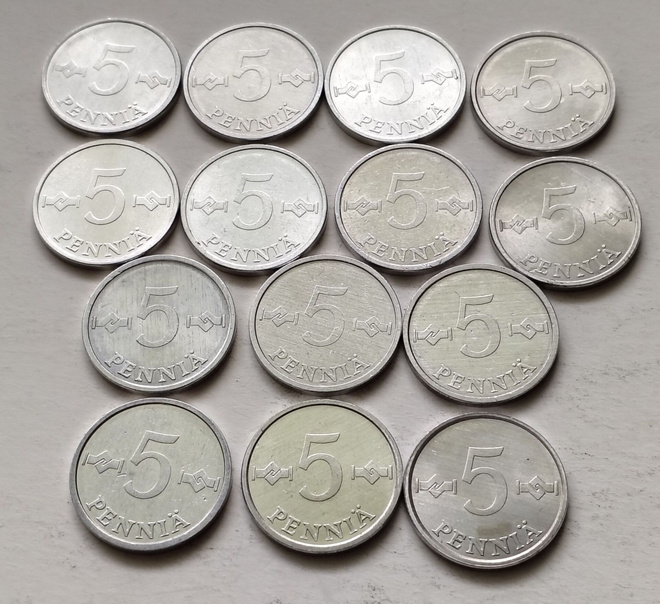 5 p 1977- 1990 al, 14 kpl. circ+unc