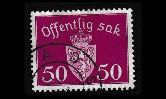 Norja 58 o Virkamerkki 50 öre lila (1946)