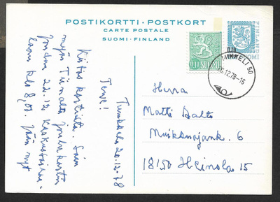 Postilähetys - Ehiö 0,70/060 (LAPE 134) Mikkeli 50 10.12.78