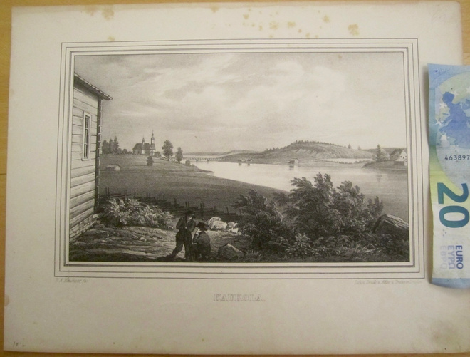 VANHA Gravyyri Kruskopf Kaukola Karjala 1845 v.Adler Dietze