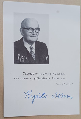 Kyösti Alho, director musices, urkutaiteilija, kiitospk 1960