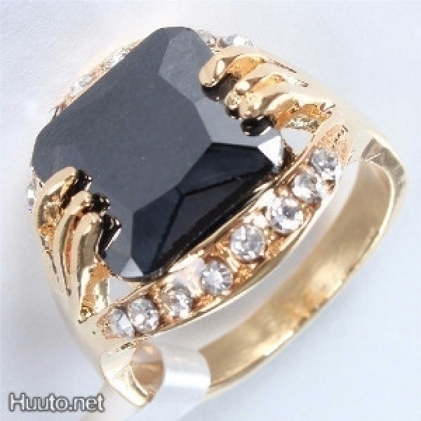 14a .. 14k Kulta Musta Swarovski Crystal .. Sormus
