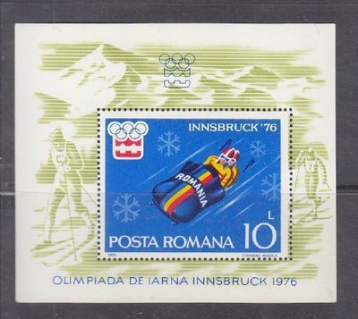 Romania 1976 Insbruck blokki postituoreena.