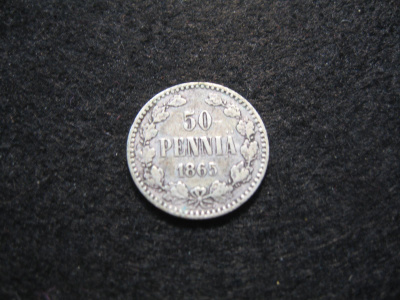 50 penniä 1865 - hopeaa