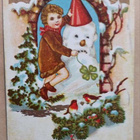 Lapsi ja lumiukko Uutena Vuotena, p. 1938 - pikkukuva 1