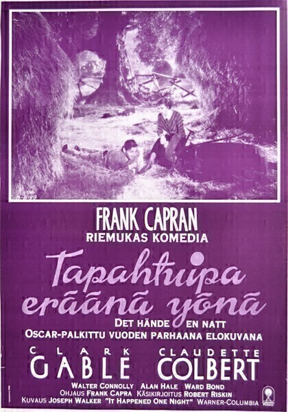Elokuvajuliste: Tapahtuipa eräänä yönä (Clark Gable)