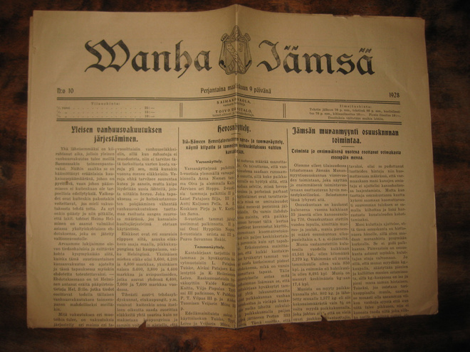 Sanomalehti  Wanha Jämsä  9.3.1928