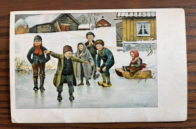 1912 C. Hedelin: lapsi kokeilee luistelua