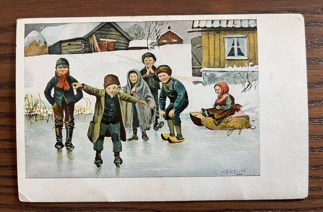1912 C. Hedelin: lapsi kokeilee luistelua