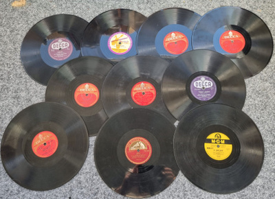 Savikiekko - 10 kpl Suomessa painettu - Decca, MGM, HMV jne.