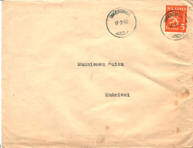 POSTILÄHETYS INKEROINEN-MUHNIEMI