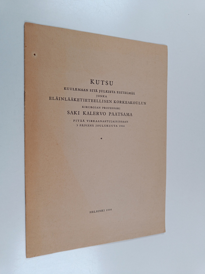 Kutsu kuulemaan sitä julkista esitelmää, jonka eläinlääke...