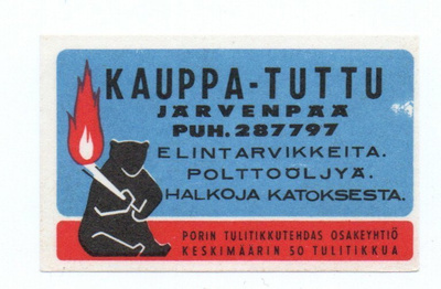 Porin Tulitikkutehdas  KAUPPA-TUTTU. Järvenpää