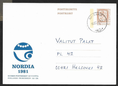 Postilähetys - Ehiö 1,00 (LAPE 140) Kuusamo 6.3.1982