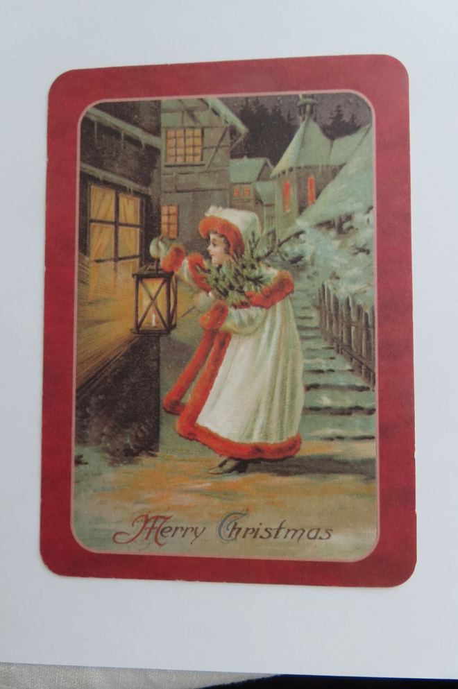 Merry Christmas - Tyttö ja lyhty (Paperitaide)