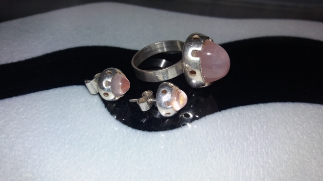 Vintage desing setti hopea sormus + korvakorut
