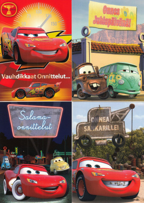 4 korttia Disney Autot