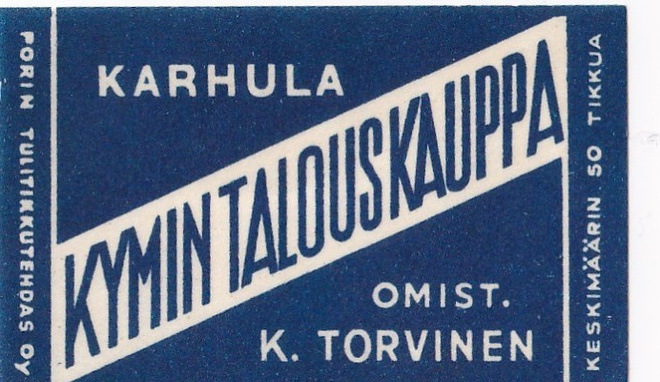 Karhula. Kymin Talouskauppa Omist. K. Torvinen b508