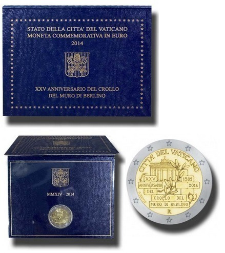 ** VATIKAANI 2€ 2014 Berliinin muuri kansiossa**