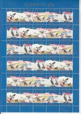 Fäärsaaret 1984 joulumerkkiarkki postituoreena.