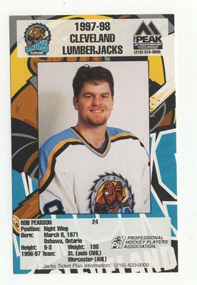Rob Pearson 97-98 Cleveland Lumberjacks Team Issue Postcard