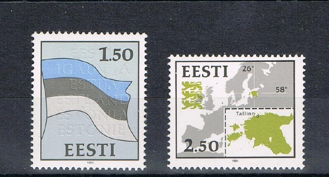Viro 1991 - Lippu ja kartta  ++