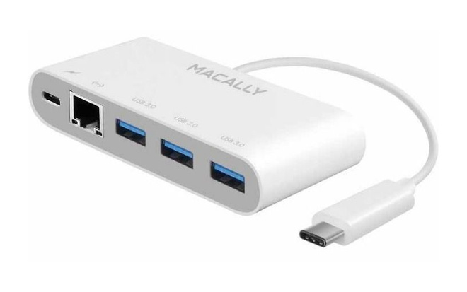Macally USB-C to USB A/USB-C hub with Ethernet -adapteri