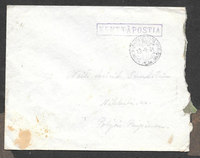 Kenttäposti - Vierumäen urheiluopisto 13.5.1941