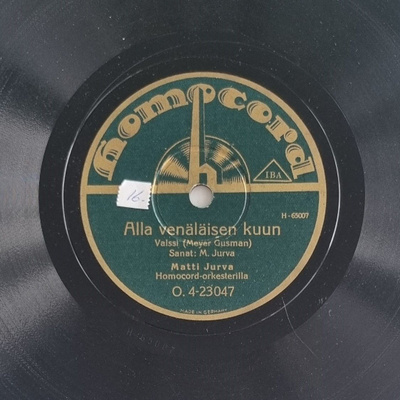 Savikiekko 1929 - Matti Jurva - Homocord O. 4-23047