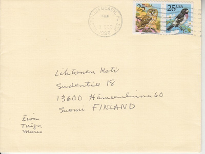USA 1990 kirje Suomeen