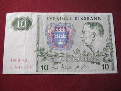 10 kronor 1989 Ruotsi-Sweden
