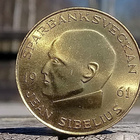 Jean Sibelius 1961. Ruotsinkielinen kolikko. Kullanvärinen. - pikkukuva 2