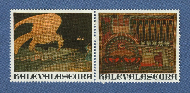 Kalevalaseuran kirjeensulkijamerkkejä 2 kpl