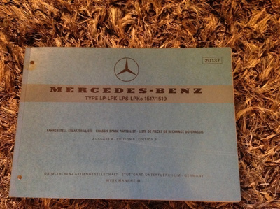 Varaosaluettelo Mercedes-Benz kuorma-auto LP 1517/1519, 1971