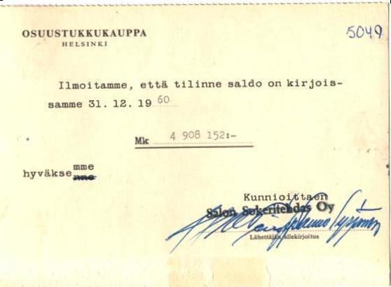 FIRMAKORTTI SALO N SOKERITEHDAS