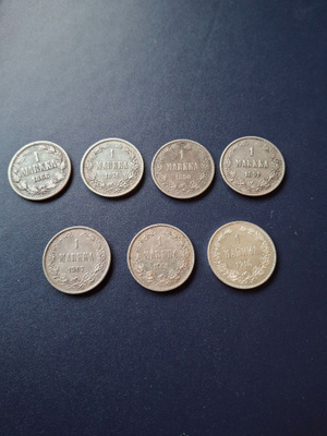 1 mk 1866-1915 yht. 7 kpl