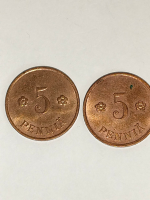 5 penniä 1935 ja 1937