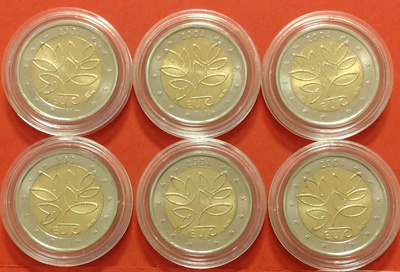 Suomi, 6 x 2 € 2004 Risuraha, UNC. (KD4)