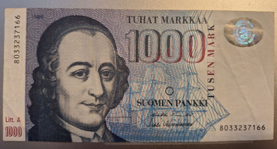 1000mk seteli 1986.