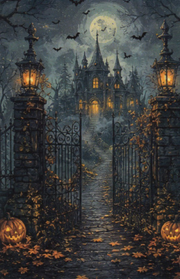 Halloween portti on raollaan kummitustaloon