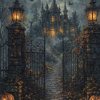 Halloween portti on raollaan kummitustaloon - pikkukuva 1