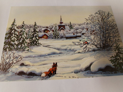 Vanha joulu kortti, kulkematon.